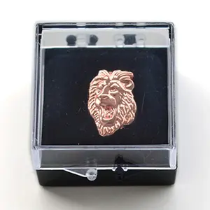Custom Rose Gold Cubic 3D Lion Metal Lapel Pin iBadge n Plastic Gift Display Box