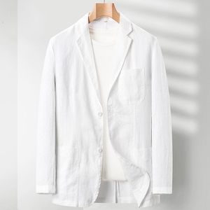 Abito da uomo Beige naturale con tessuto di lino in tinta unita traspirante per abiti da uomo taglie forti per matrimoni in giardino - Product Image 3