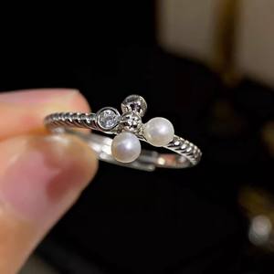 10747 Accesorios de Perlas DIY, Anillo Ajustable de Plata Pura S925, Incrustaciones de Perlas de 11-13 mm, Base Vacía para Incrustaciones, Base Dorada/Plateada Incluida - Product Image 4