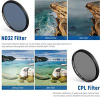 Kit de filtres à clipser NEEWER 67 mm pour téléphone et appareil photo, CPL ND32 et filtre étoile, 4 filtres couleur avec anneau adaptateur, clip pour objectif de téléphone
