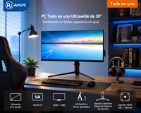 Panel VA Ultraancho de 30 Pulgadas 21:9, PC Todo en Uno, 2560*1080, Soporte VESA, Altura Ajustable, Base de Aluminio, OEM, ODM, Logotipo Personalizado