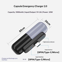 Batterie externe 5000 mAh à charge rapide certifiée CE 10W, chargeur d'urgence portable, utilisation extérieure, interfaces Type-C, 18650