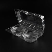 Boîte à tartelettes en plastique transparent à 2 cavités avec couvercle à fermeture rapide pour présentation en boulangerie, vente à emporter et stockage de desserts