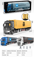 Camion tracteur BEN moulé sous pression en alliage de zinc à l'échelle 1:32 Transporteur de voitures à cabine articulée Camion métallique de collection de camions conteneurs MSC MAER