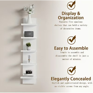 Wall Mounted <b>Floating</b> Shelf 5 Tier Multi Layer Storage Rack For Living Room Bedroom Decorative Shelf - Product Image 4