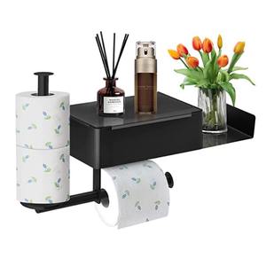 YOTO ที่แขวนกระดาษชำระมีกาวติดผนัง, ที่แขวนกระดาษชำระติดผนังทำจากสเตนเลสที่แขวนกระดาษชำระพร้อมชั้นเก็บของ - Product Image 3