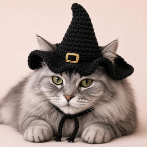 Gorro de Calabaza Hecho a Mano para Mascotas, Gorro de Ganchillo con Borde Ondulado para Gatos y Perros, Disfraz, Accesorio de Regalo para Halloween, Patrón Personalizable - Product Image 3