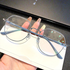 Kim loại mới lớn NỬA KHUNG chống ánh sáng màu xanh không theo toa kính đọc sách thời trang mô hình hình học kim cương hình dạng khuôn mặt - Product Image 3