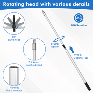 3 FT 6FT 12FT 15FT Rouleau à peinture en alliage d'aluminium léger et durable avec verrouillage par torsion <span class=keywords><strong>Perche</strong></span> télescopique - Product Image 3