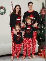 Nouveaux Ensembles Pyjama de Noël pour Tenues de Fête Familiales, Vêtements d'Intérieur Mignons à Imprimé Père Noël, Pyjamas Assortis pour les Fêtes