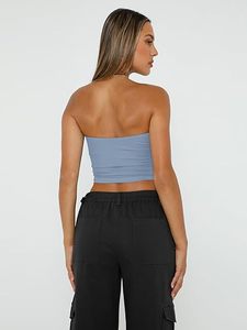 Tops tube pour femmes, crop tops, pour sortir, sans bretelles, basiques, dos nu, bandeau, soutien-gorge, tenues d'été 2026 - Product Image 4
