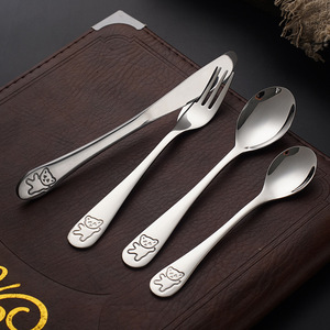 Cross-border 304 Stainless Steel Cartoon Bear Knife, Fork and Spoon <b>Set</b>, Creative Four-Piece <b>Set</b> for <b>Children</b>, Kindergarten and - Product Image 5