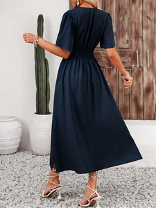 ชุดเดรสยาวทรงเอไลน์สำหรับผู้หญิง, ชุดลำลองสำหรับผู้หญิงชุดเดรสแขนสั้นเสื้อผ้าผู้หญิงใหม่ฤดูร้อนที่หรูหรา - Product Image 5