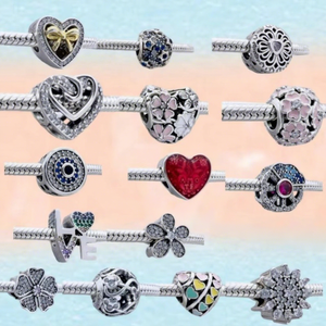 Pulsera y Collar de Perlas de Agua Dulce de Plata 925 de Lujo con Colgante de Corazón, Flor, Letra y Lazo de Circonita Rosa DIY para Mujer - Regalo - Product Image 1