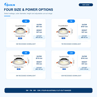 Downlight LED encastré COB 5W à 12W, CRI80, 90 à 100LM par W, 3000K, 4000K, 6000K, faisceau de 120 degrés, en aluminium