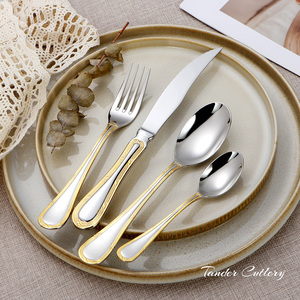 Set di Posate Antiche per Hotel e Ristoranti, Alta Qualità in Acciaio Inox 304, Set di Posate in Argento e Oro per Matrimoni - Product Image 3