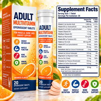 Tablet Multivitamin Efervesen Dewasa dengan Vitamin C 1000mg D3 Kalsium Magnesium Seng Rasa Jeruk Pasokan OEM