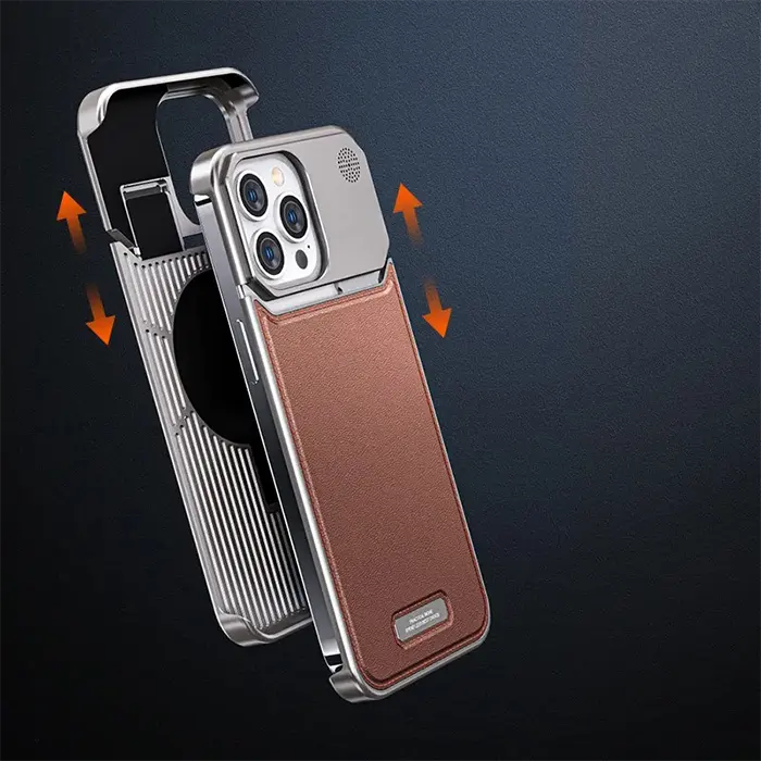 Lederen Hoesje Aluminium Aromatherapie Metalen Mobiele Telefoon Case Voor Iphone 12 13 14 15 Pro Max Plus