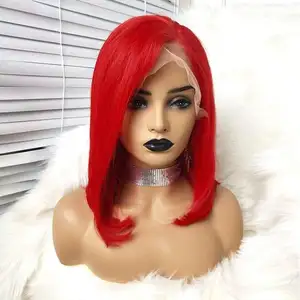 indian hair product fashionable hot red colored straight 13x4 lace front human hair 100% human hair 12a hdlace frontal wigs
