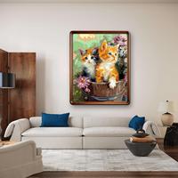 Kit de Peinture Acrylique par Numéros Prêt à Expédier, Cadre DIY pour Photo de Chat 40*50cm, Art Mural pour Décoration de Salon