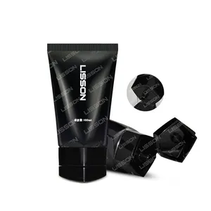 OEM empty 100ml skincare black facial cleanser tube packaging with special design pentagonal flip top cap