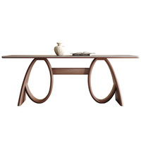 Table à Manger Rectangulaire Moderne de Luxe Léger en Pierre, Base en Bois Massif de Haute Qualité, pour Salon
