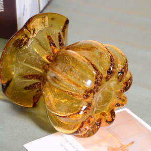 Vase en verre de table de couleur ambre à bulles en forme de sac d'argent créatif unique fait à la main mexicain personnalisé pour mariage à la maison - Product Image 4