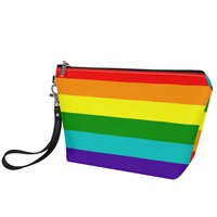 Pochette de maquillage personnalisée avec motif arc-en-ciel (design à sept rayures) et motif gay, imprimée UV, pour les voyages en voiture et l'organisation des produits de beauté dans la salle de bain