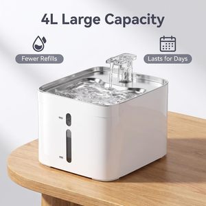Fontaine à eau pour chat sans fil en acier inoxydable 4L, silencieuse, intelligente, distributeur d'eau pour animaux de compagnie, écologique, vente chaude - Product Image 6