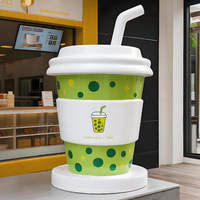 Toko Minuman Teh Susu Terkenal di Internet dengan Desain Kustom, Papan Nama Toko Tiga Dimensi Kreatif dari Fiberglass, Patung, dan Papan Tanda