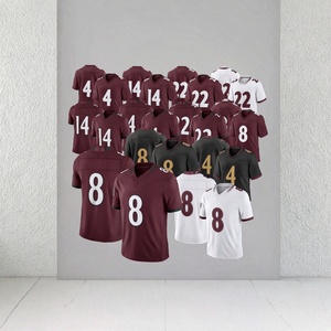 Camisetas de Fútbol Americano de Primera Calidad, Cuello en V, Manga Corta, 100% Poliéster, Impresión Sublimada, para Hombre Adulto, con Número de Equipo - Product Image 1