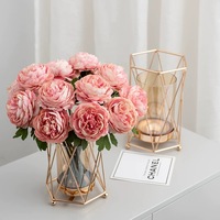 Vase à fleurs en verre et métal de style nordique, luxueux, pour fleurs séchées, décoration de salon, table, armoire à vin, ornement de décoration intérieure