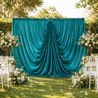 Rideau de fond de scène de mariage pré-fabriqué en soie laiteuse turquoise, draperie luxueuse pour la rentrée scolaire, Diwali, événements scéniques et décoration de photomaton