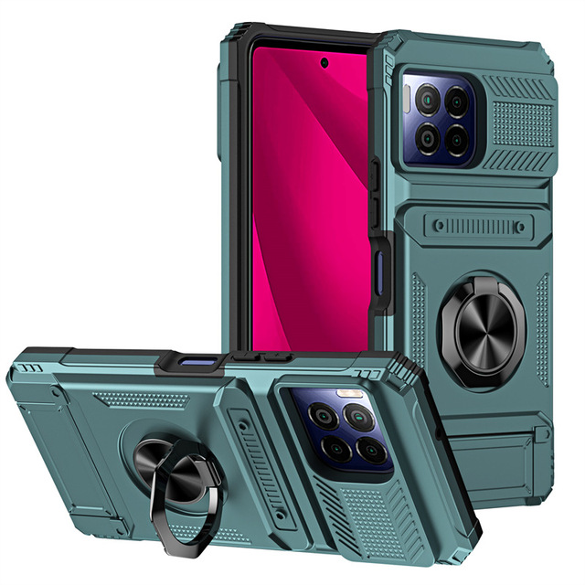 Card Slot Armor Phone Case for T-Mobile REVVL 7 / 7 Pro Magnetic Ring Stand Back Cover