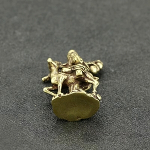 CA661 Estatua Miniatura de Cobre Antigua de Bronce con Diseño de Ciervo Montado Shou <span class=keywords><strong>Xing</strong></span>, Colección <span class=keywords><strong>Fu</strong></span> Lu, Decoración Pura - Product Image 5