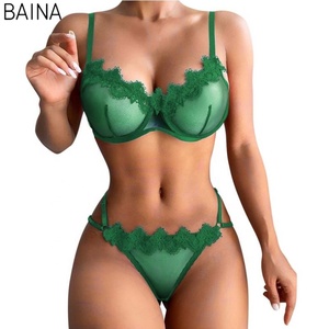 Groothandel Lingeries Dames Ondergoed Sexy Bh En Panty Nieuw Ontwerp Transparante Kant Sensuele Lingerie Sets - Product Image 4