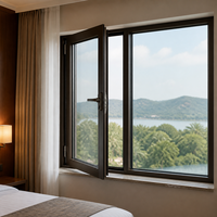 Ventana Moderna de Aluminio con Doble Acristalamiento y Malla de Acero Inoxidable para Proyectos de Hoteles y Villas con Aislamiento Acústico