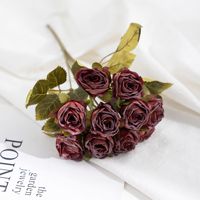 Rose artificielle multi-têtes séchée style pastoral rétro pour la décoration de la maison, du salon ou de mariage
