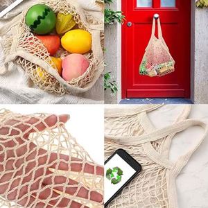 Bolsas de Compras Reutilizables, Ecológicas, Portátiles, de Malla de Algodón, Lavables, con Asas, Diseño Personalizable - Product Image 2