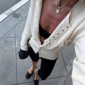 Maglione da <span class=keywords><strong>Donna</strong></span> a Maglia Stile Coreano con Maniche Lunghe Corte, Design <span class=keywords><strong>di</strong></span> Nicchia e Monopetto, Top Invernale a Vita Alta Euro-Americano - Product Image 4