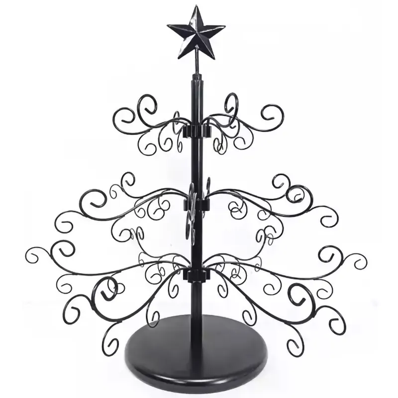 Suporte de ferro forjado para árvore de natal, ornamento de metal para exibição do fio, gancho para pendurar em espiral, 2 pés