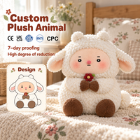 Animaux en peluche personnalisés mignons, agneau en peluche avec fleurs, expressions faciales personnalisables, rembourrage en PP, design parfait pour mascotte d'entreprise