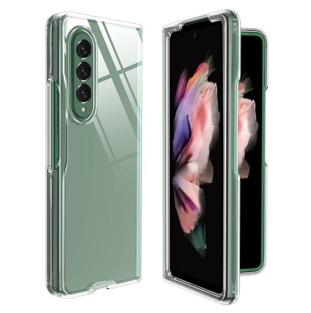For Samsung Galaxy Z Fold 4 3 2 Transparent Phone Case Front Back Protective Cover Hard Pc Clear Bumper Case