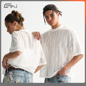 2025 nuovo arrivo di alta qualità in pizzo scavato Crochet Texture camicia a rete <span class=keywords><strong>Casual</strong></span> estate <span class=keywords><strong>abbigliamento</strong></span> da <span class=keywords><strong>uomo</strong></span> in maglia t-Shirt squadrata - Product Image 6