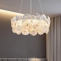 Lustre suspendu moderne design pour salle à manger, îlot, hall d'entrée, anneau floral en verre finition satinée dorée