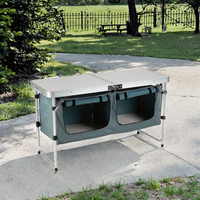 Table de camping pliable en aluminium, table de cuisine d'extérieur portable pour pique-nique avec compartiment de rangement