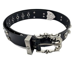 Ceinture Hip-Hop Design Original Retro All-Match pour hommes et femmes CH Rivet Boucle ardillon Personnalisable Accessoire de ceinture en alliage métallique - Product Image 5
