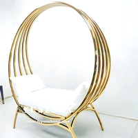 Canapé à cadre en acier inoxydable doré en forme de cercle pour les couples pour les mariages et les repas Chaises de salle à manger confortables