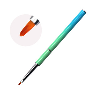 Ensemble de pinceaux pour nail art à manche métallique et poils synthétiques, comprenant des pinceaux liner, éventail, ronds, plats et petits, avec couvercle, pour la création de motifs en gel - Product Image 4
