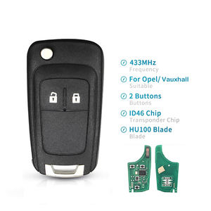 Llave Remota para Auto con Chip ID46 <span class=keywords><strong>de</strong></span> 433Mhz, Llave HU100 sin Cortar, para <span class=keywords><strong>Opel</strong></span> Vauxhall <span class=keywords><strong>Astra</strong></span> Insignia, Control Remoto Plegable <span class=keywords><strong>de</strong></span> 2 Botones con Batería Incluida - Product Image 2